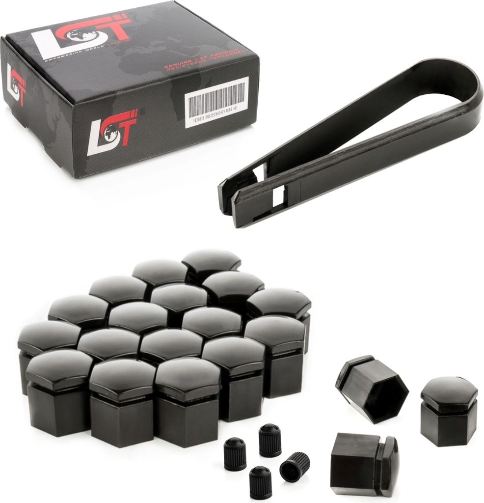 20x Radschrauben Abdeckkappen Set 17 mm schwarz für SAAB VOLVO OPEL VAUXHALL