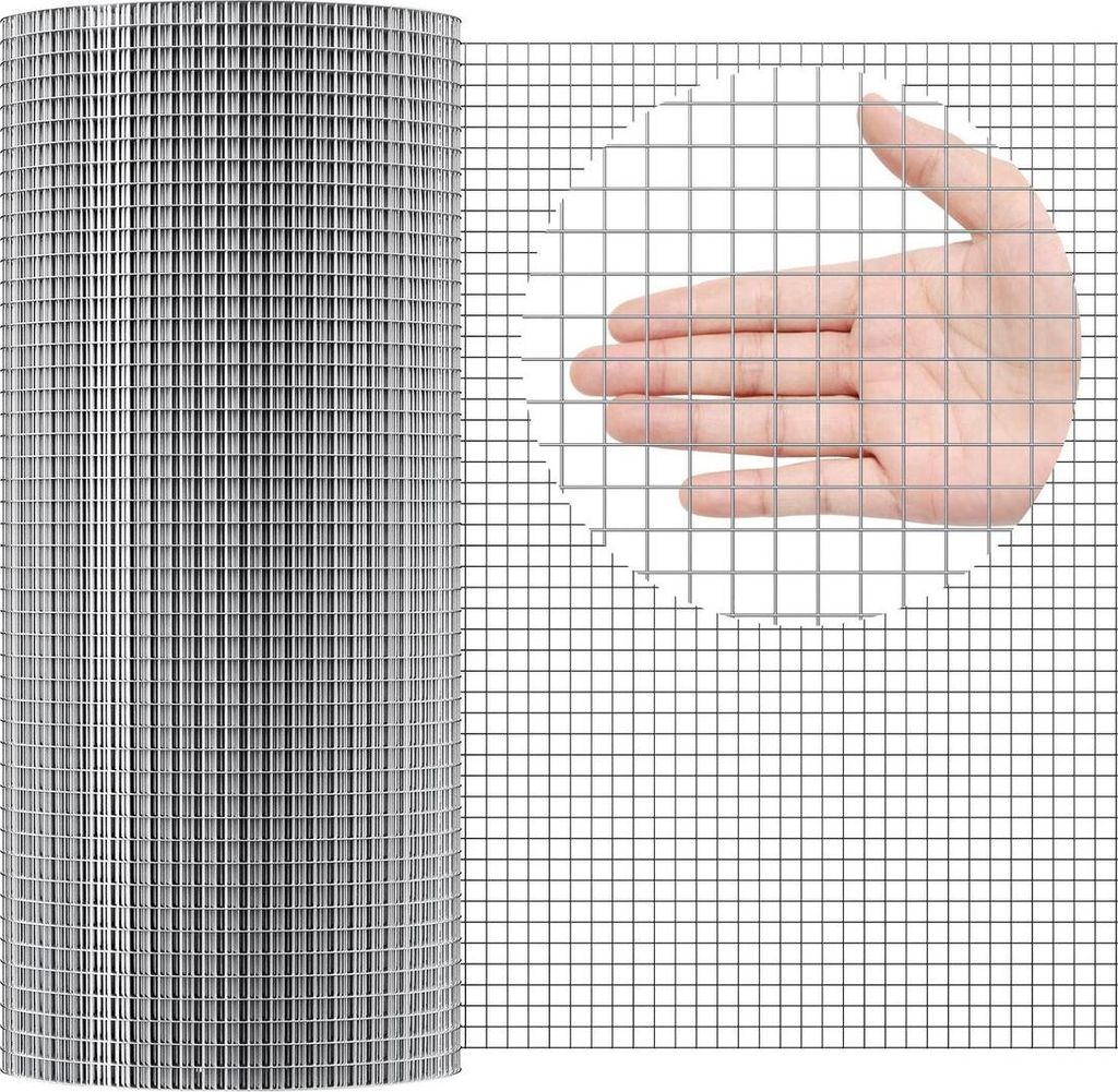 Hardware Cloth, 1/2 inch 24in x 100 ft 19 Gauge, Hot Dipped Galvanized Wire Mesh Roll, Chicken Wire Fencing, Wire Mesh for Rabbit Cages, Garden, Sm...