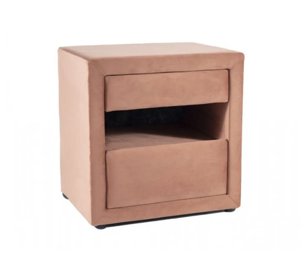 Petite table de chevet rose STELLEN en tissu rembourré design moderne