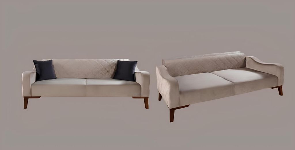 Wohnzimmer Sofagarnitur Sofa 3+3+1 Blaue Polster Garnituren Set Sessel Textil