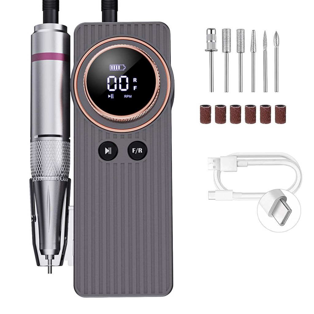 Tekoo Maniküre Pediküre Set, 35.000 U/min Nagelfräser Elektrisch mit Akku, 50W, LCD, Twist-Lock