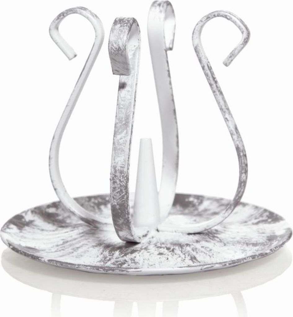 INNA-GLAS Metall Kerzenleuchter ISTREDD mit Dorn, für Kerzen Ø3-4cm, Silber-weiß, 8,5cm, Ø10cm - Vintage Metallleuchter