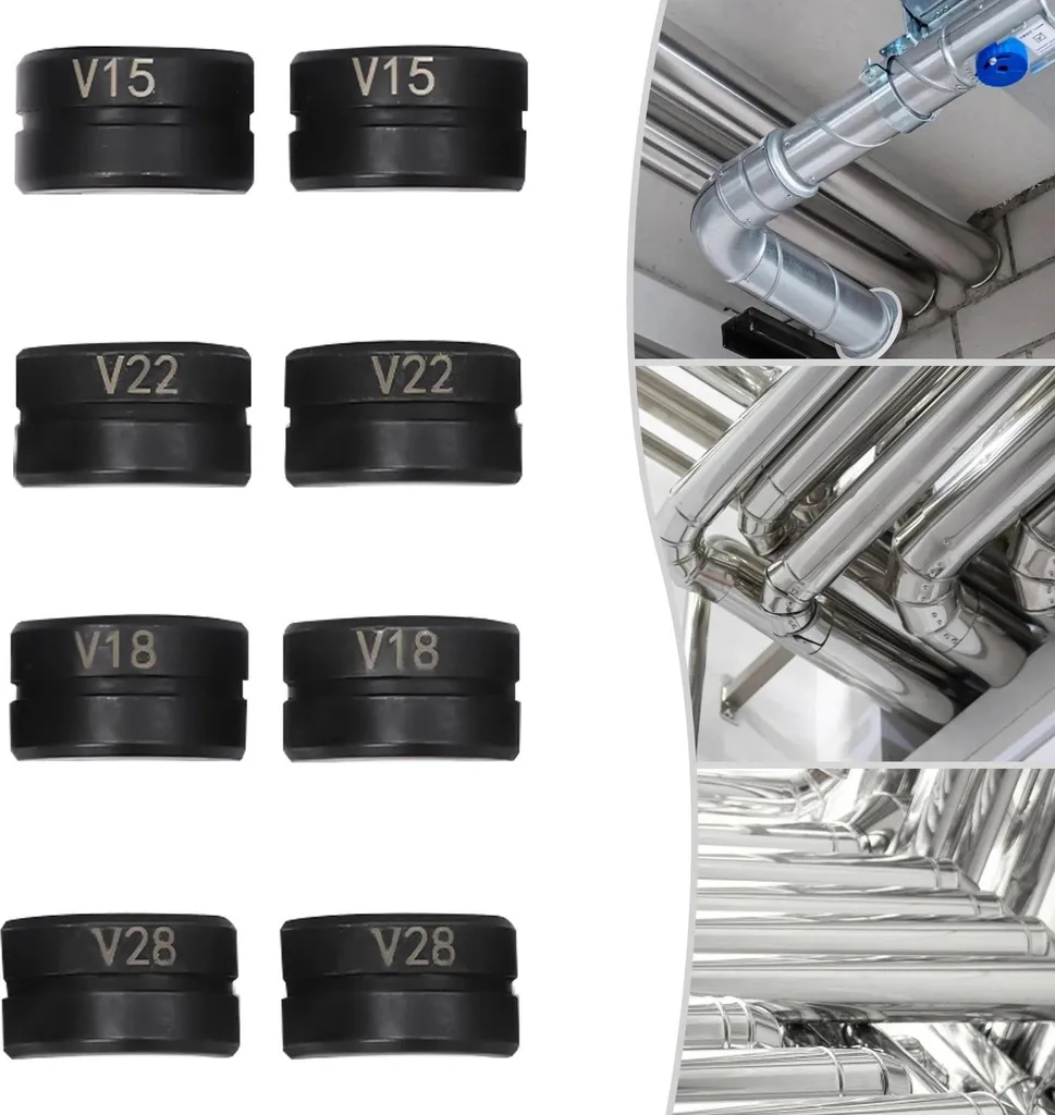 Set 4 Ganasce A Pressione Per Tubi Rame – Diametri 15/18/22/28 Mm, Acciaio Temprato Per Pinze Idrauliche