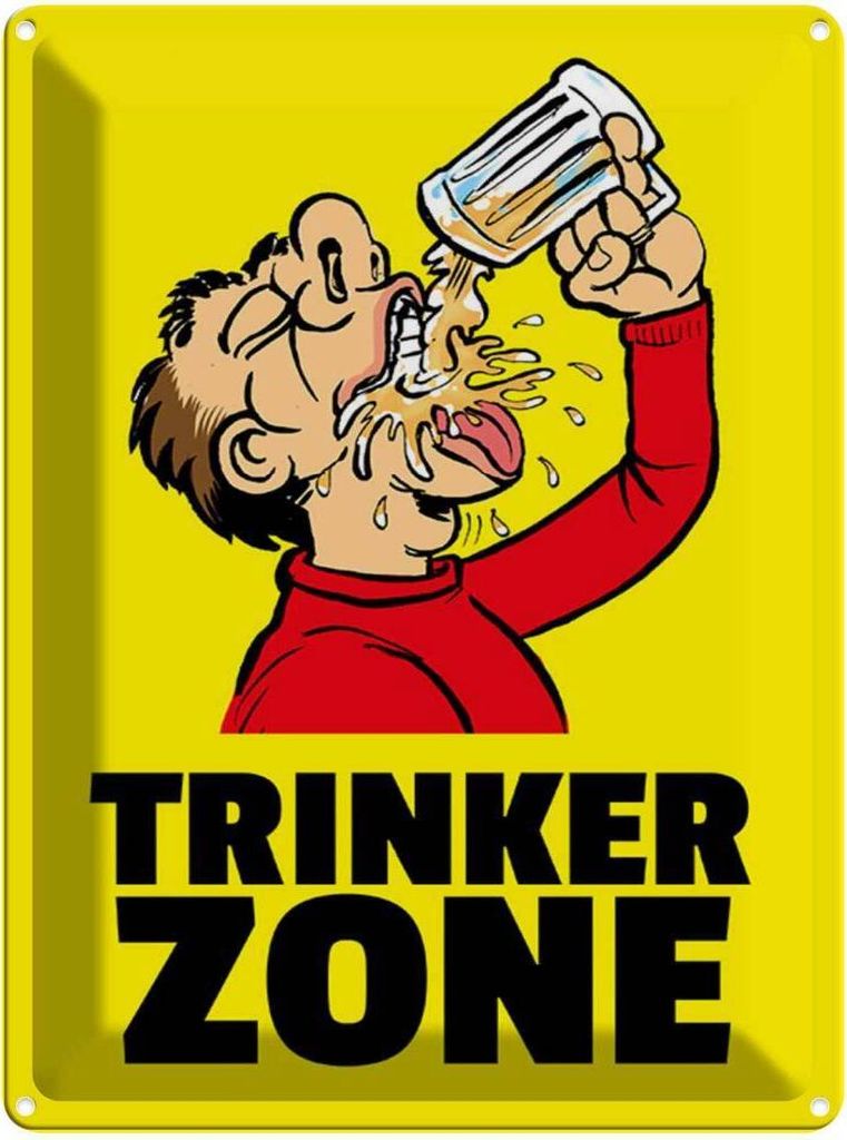 vianmo Blechschild 40x30 cm Alkohol Trinkerzone Bierkrug Witz Humor Lustig Spaß