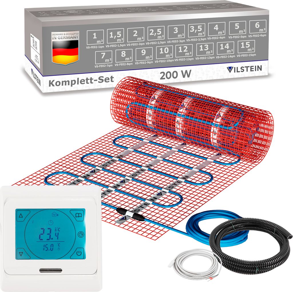 VILSTEIN Elektrische Fußbodenheizung 200W - Komplett-Set - Produktbild 