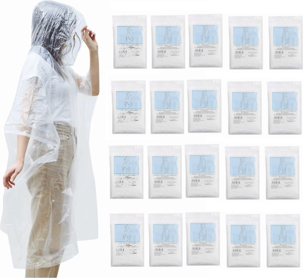 20x Regenponcho Transparent Universal – Durchsichtiger Produktbild 
