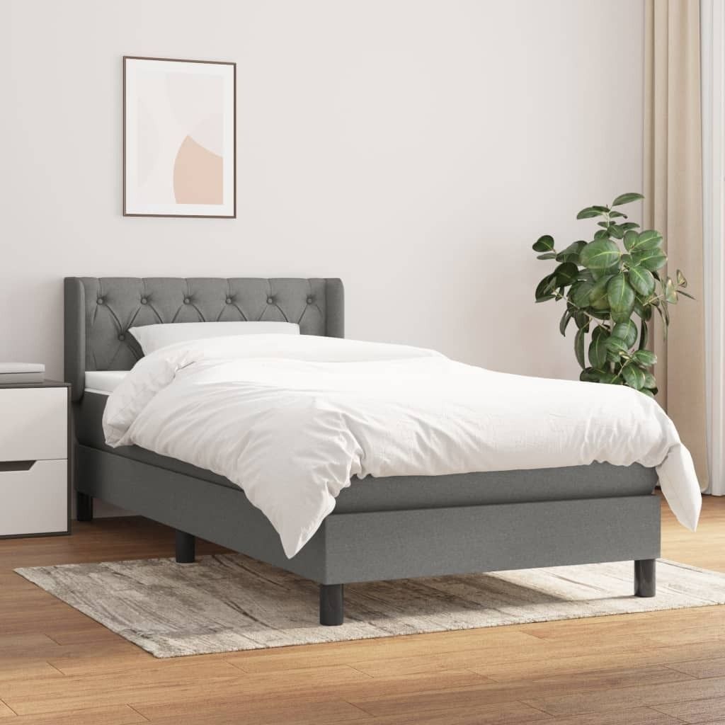 Cloris Designermöbel Boxspringbett mit Matratze Dunkelgrau 80x200 cm Stoff 2024 Neu