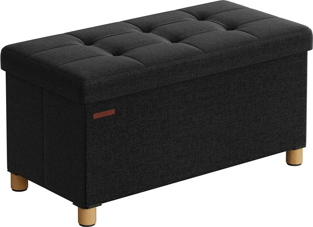 Coffre de bout de lit pliable 76cm noir pour rangement vêtements