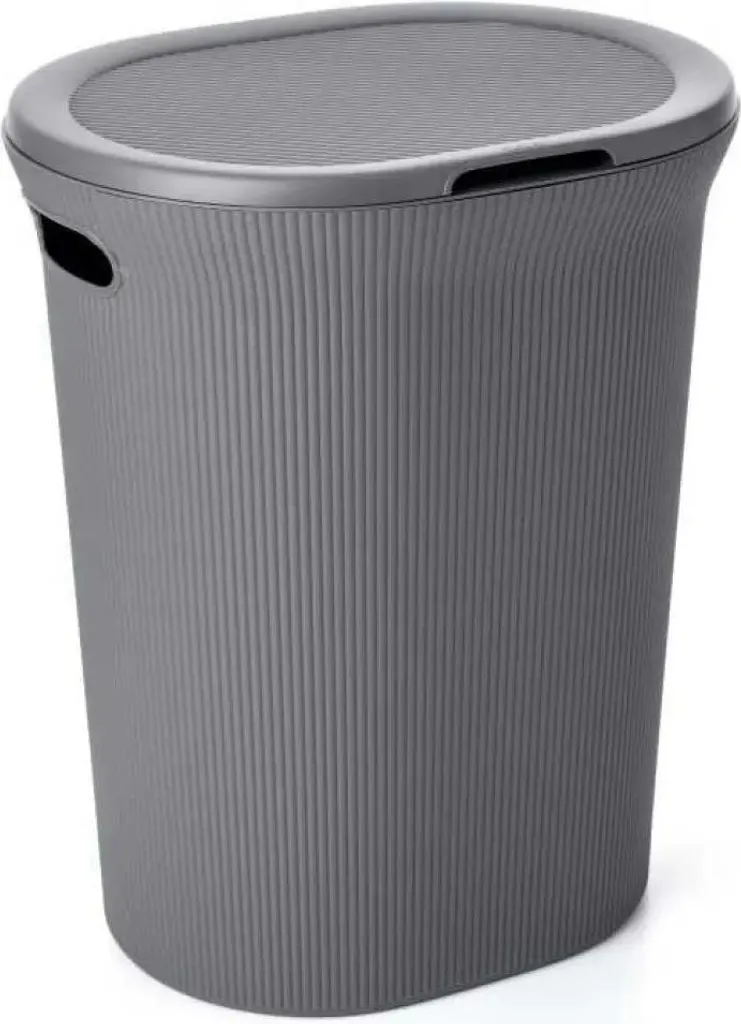Panier à Linge 40L Gris Anthracite Tatay Baobab pour Salle de Bain Zen