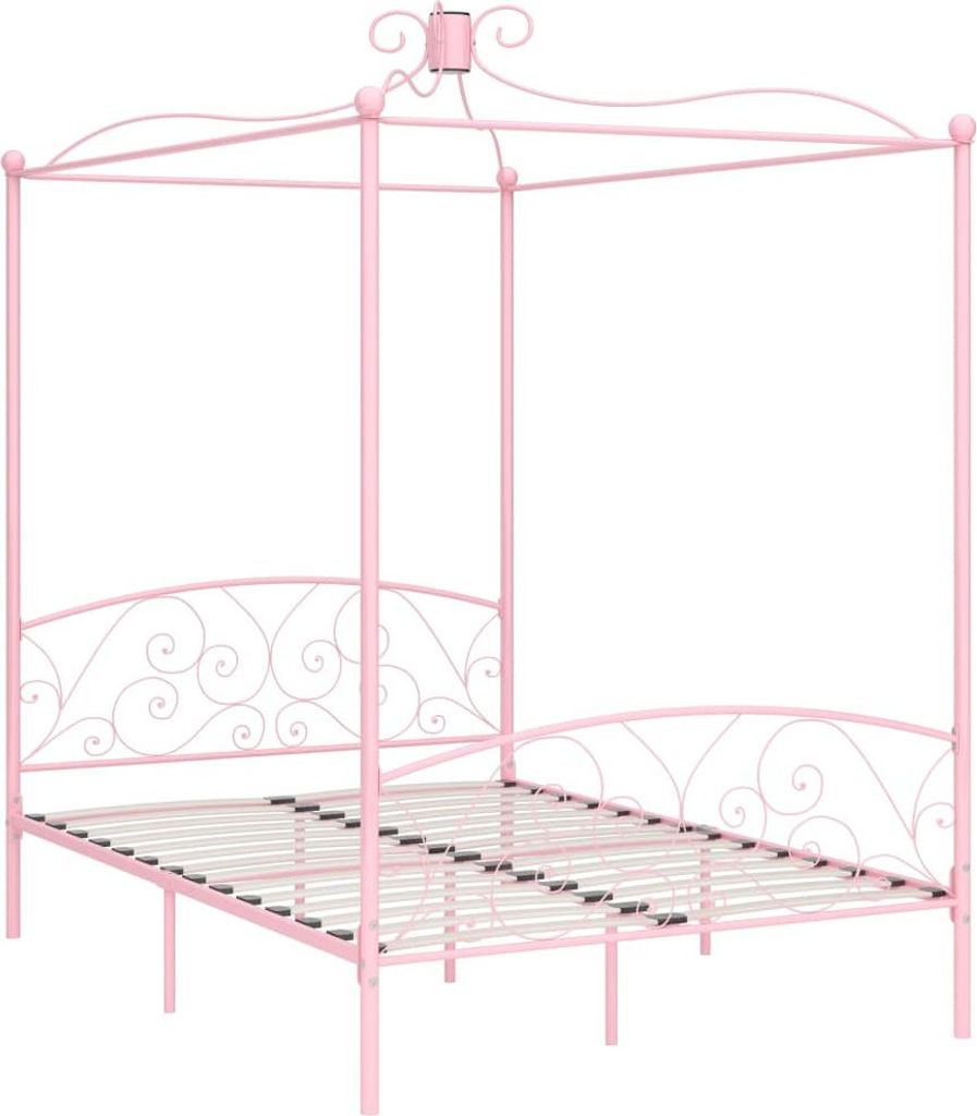vidaXL Himmelbett-Gestell Rosa Metall 140 x 200 cm Produktbild 
