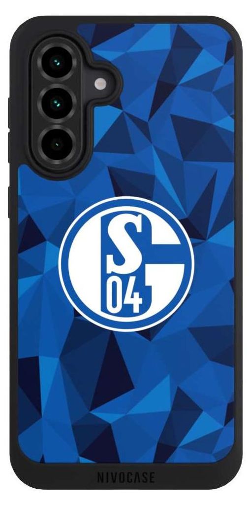 NIVOCASE Handyhülle für Samsung Galaxy A36 5G Hülle NIVOpure Case Schwarz Camouflage FC Schalke 04 Muster
