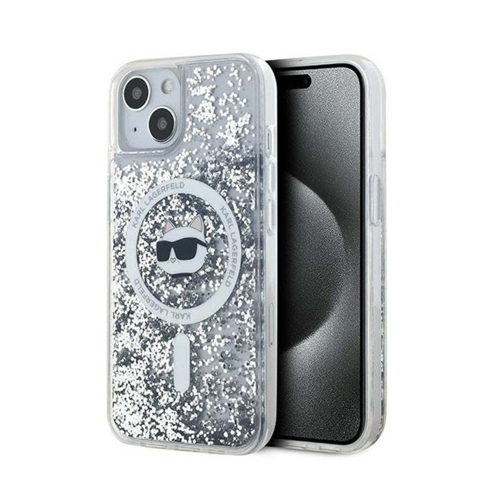 Karl Lagerfeld KLHMP14SLGCHSGH iPhone 14 / 15 / 13 6.1" hardcase transparent Liquid Glitter Choupette Head Magsafe Schutzhülle