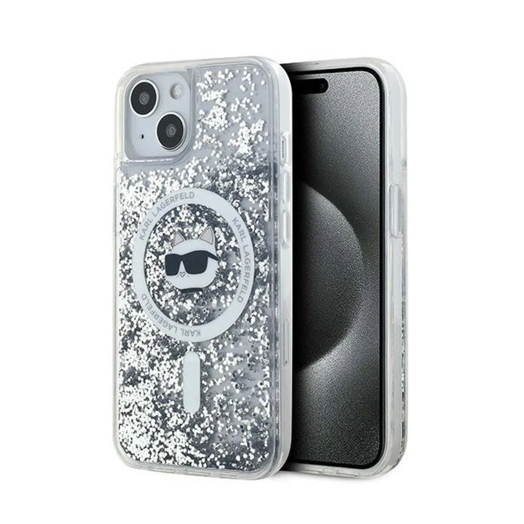 Cover iPhone 15 Karl Lagerfeld Glitter Liquidi MagSafe Choupette