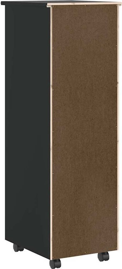 "Spring Sale"Rollschrank mit Schubladen MOSS Schwarz Massivholz Kiefer DE506624 - Kommoden