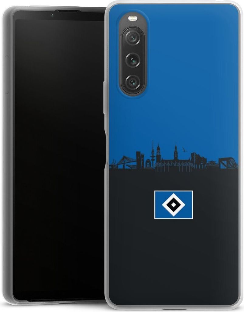 DeinDesign Slim Hülle für Sony Xperia 10 V Silikon Case Ultra Dünn Handyhülle HSV Hamburg Skyline