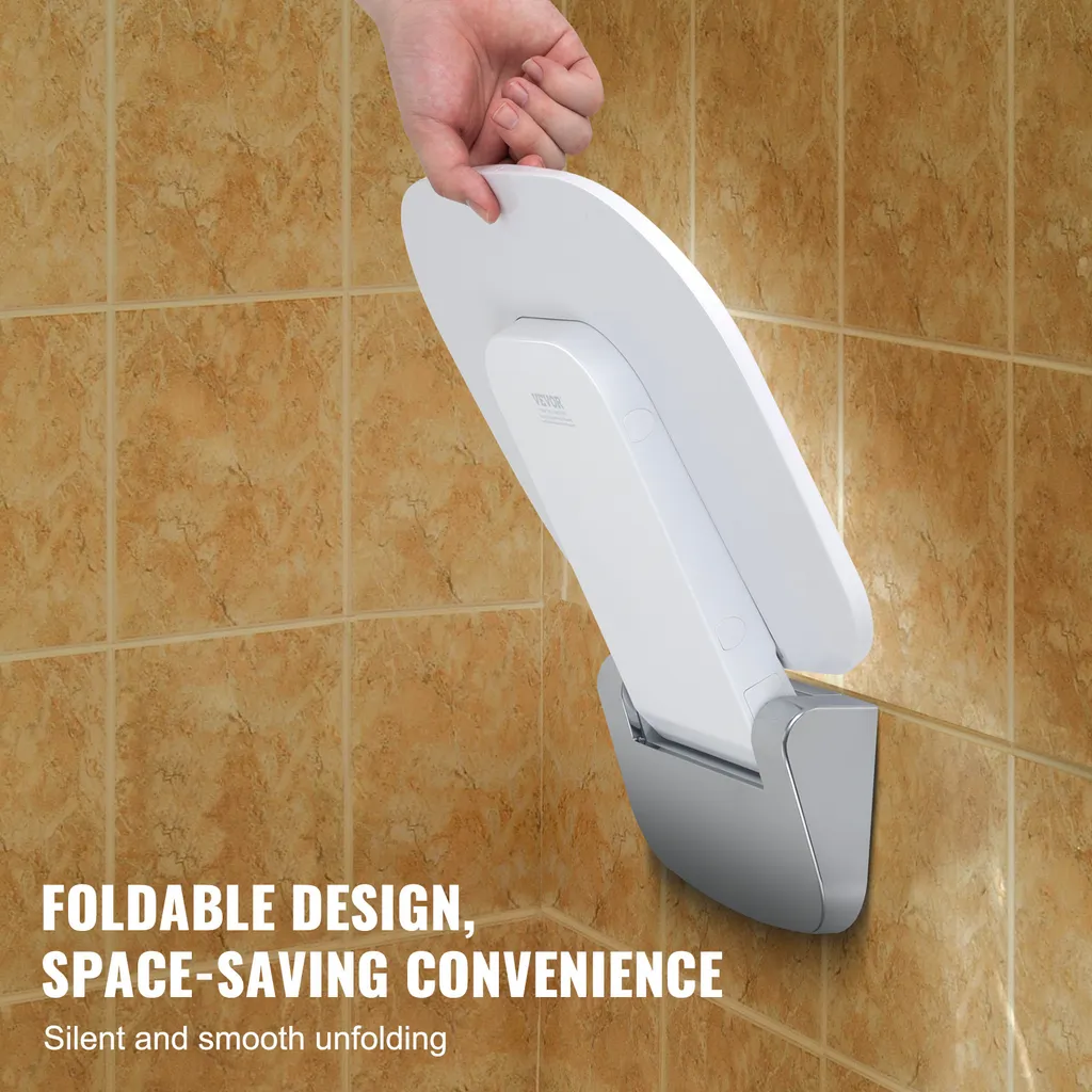 VEVOR Siège de Douche Pliable en Urée-Formol Mural - Supporte 204 kg - 4