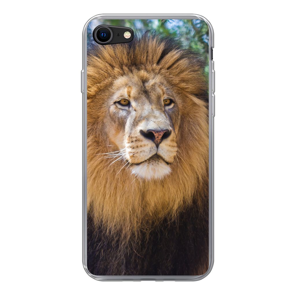 MuchoWow Handyhülle Schutzhülle Hülle für iPhone SE 2020 Löwe - Natur - Tier Silikon Softcase Handy Hülle - Kartenbesitzer