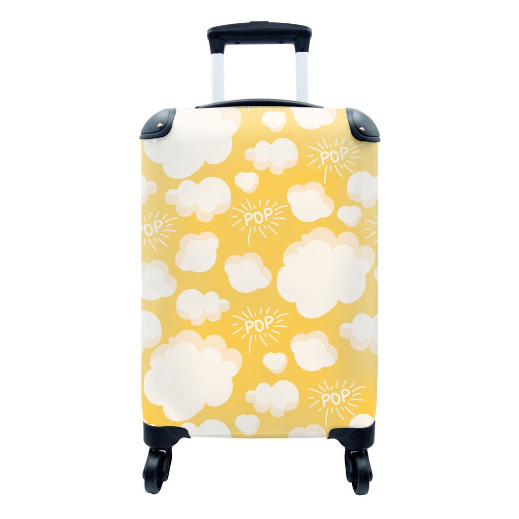 MuchoWow Koffer Handgepäck Trolley Rollkoffer Kleine Reisekoffer mit 4 Rollen - Popcorn - Zitate - Muster - Pop - Cabin Size < 55x40x23 cm & 55x...