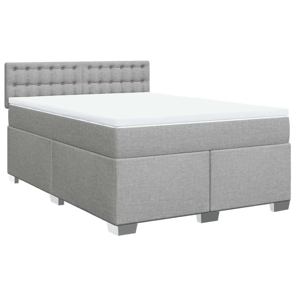 "SALE 2026"Boxspringbett/bettgestell - Bettrahmen - Doppelbett - mit Matratze Hellgrau 140x190 cm Stoff - Polsterbett Klassische Betten DE6214132