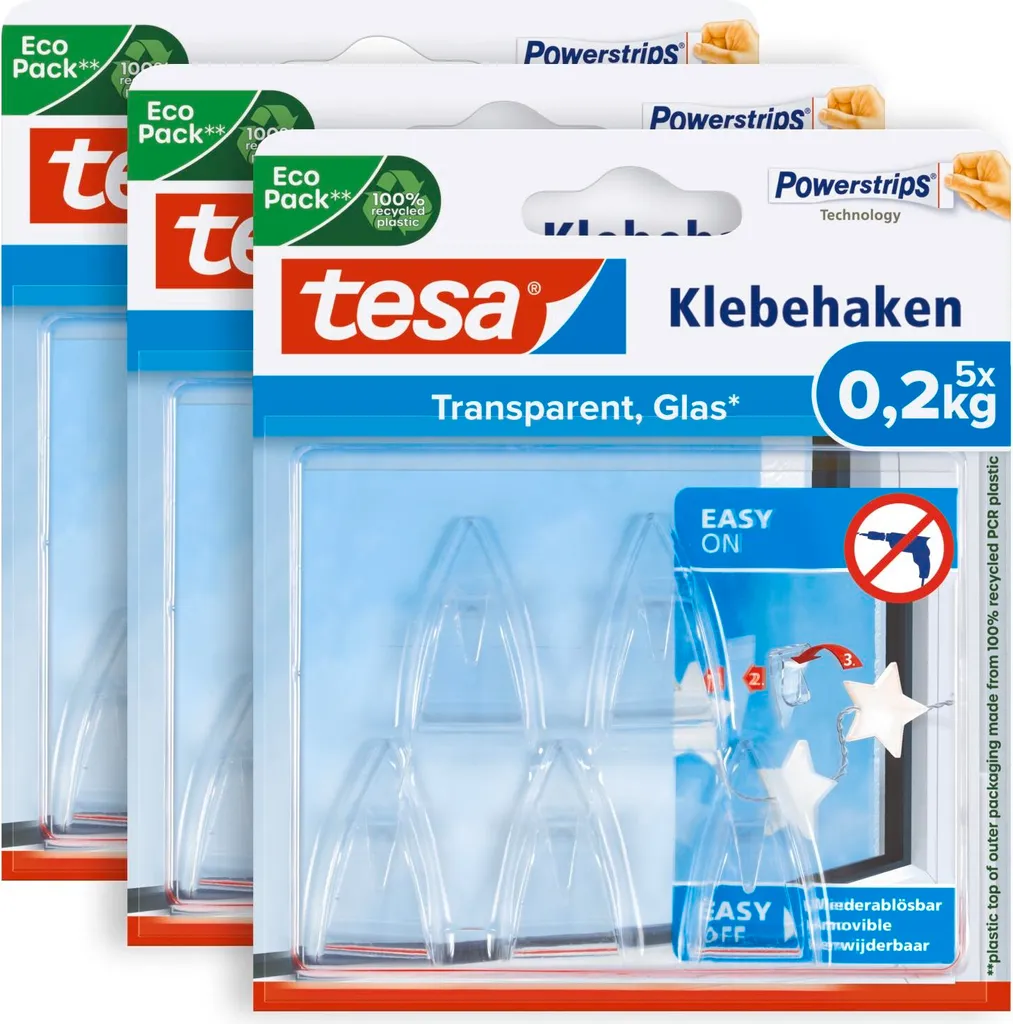 tesa 58900 Powerstrips DECO Crochets SMALL Transparents - Lot de 15 pcs