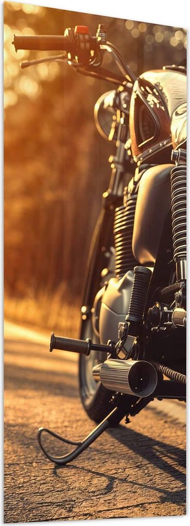 Glasbild 40x100cm in XXL für Wohnzimmer, Schlafzimmer Motiv Motorradsonne