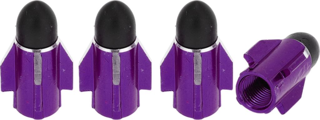 4 Stück Raketenwerfer-Stil Reifenventil-Staubschutzkappen Dekorative Reifenventil-Staubschutzabdeckungen 7x28mm Lila Aluminiumlegierung