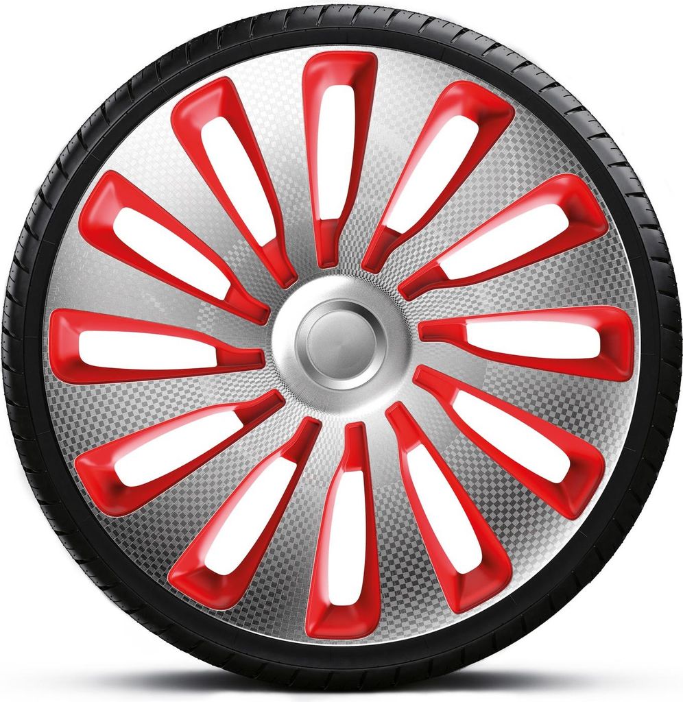 Radkappen Radzierblenden SATZ (4Stück) 16 Zoll SEPANG CARBON SILVER RED Z460967