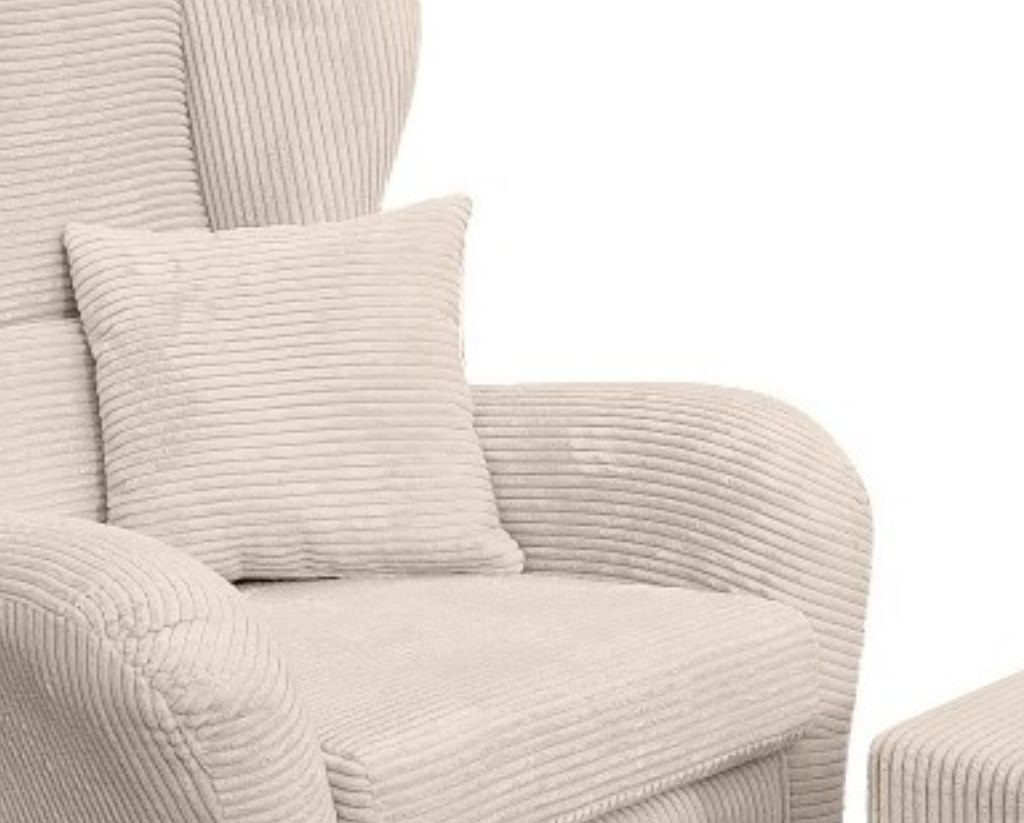 Ohrensessel Mit Hocker Landhaus-Stil - Cord Bezug Gold/Ocker, 90x98x76cm