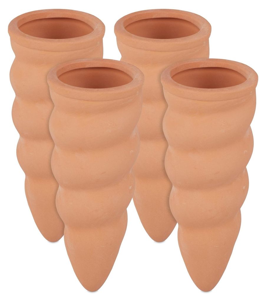 24 x Tonkegel Bewässerung, Bewässerungshilfe Pflanzen, für 1,5 L Flaschen, Gießhilfe, HxD: 11,5 x 4,5 cm , terrakotta