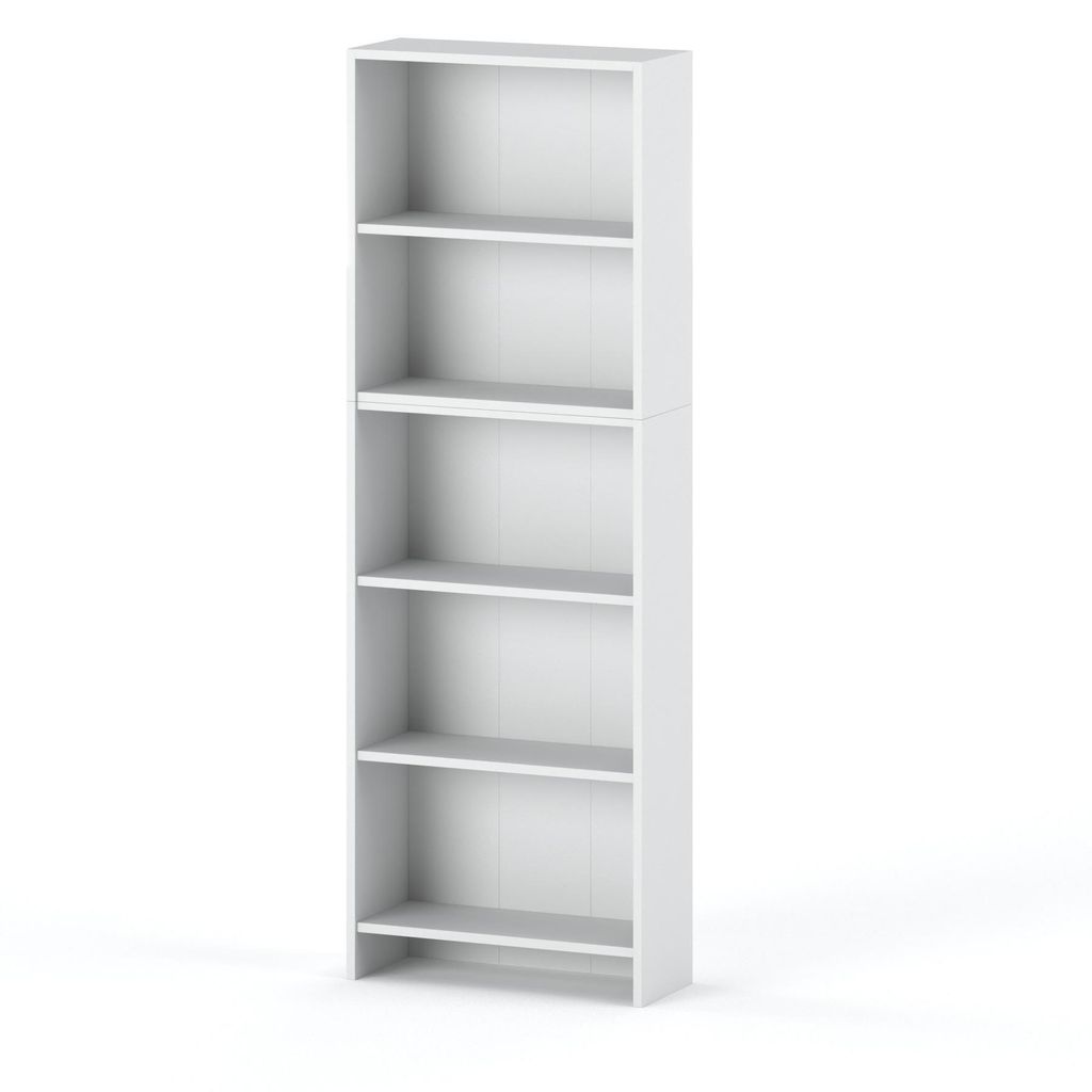STIV Möbel | Bücherregal Weiß Matt 60x189 cm | 5 offene Fächer | Standregal Wohnzimmer Kinderzimmer Büro modern