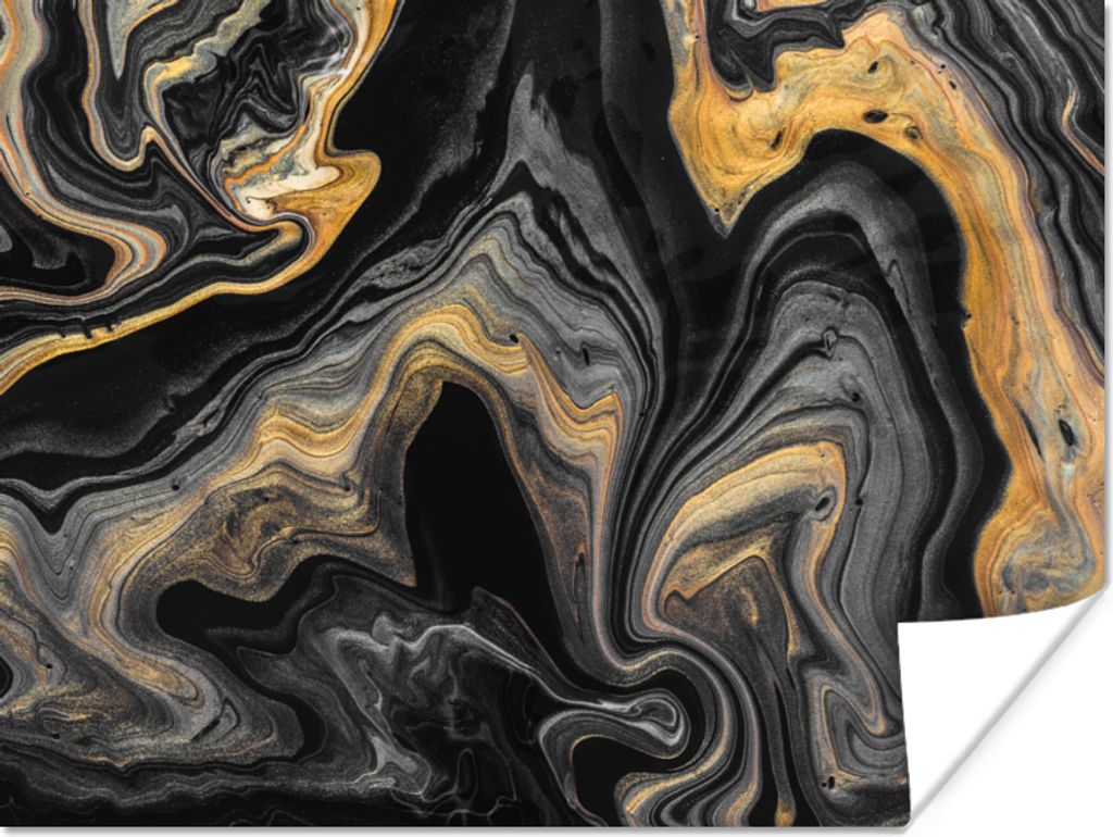 MuchoWow Poster Marmor - Acryl - Gold - Luxus - Abstrakt 160x120 cm - Foto Plakat