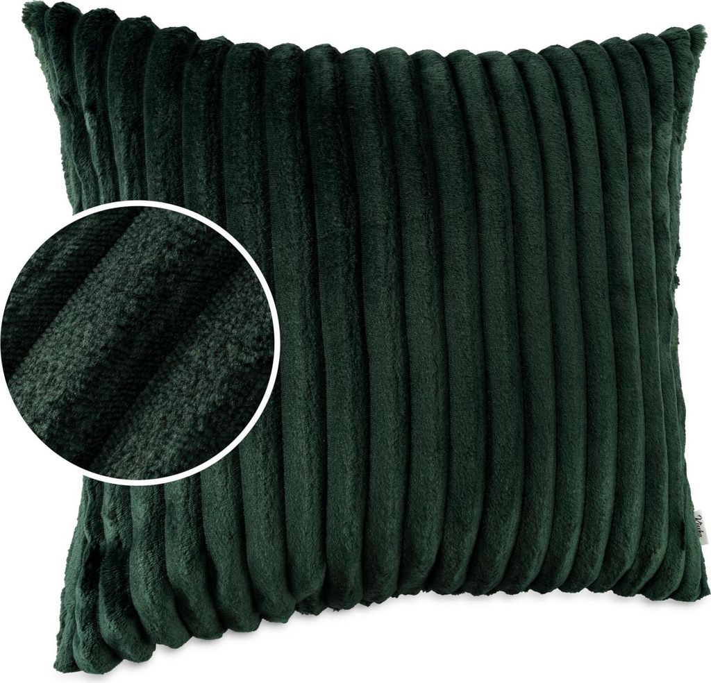 Dekokissen LILLI BIG CORD Velour mit Reißverschluss 60x60cm Einfarbig UNI Smaragd Sofakissen pflegeleicht