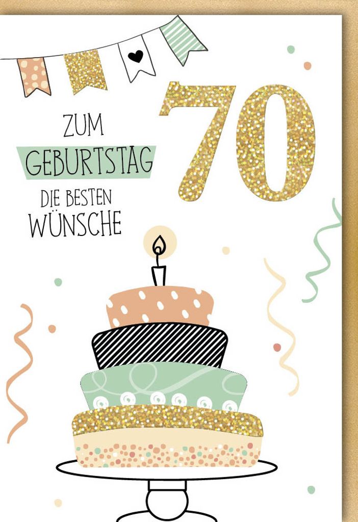 70. Geburtstag - Glückwunschkarte im Format 11,5 x 17 cm mit