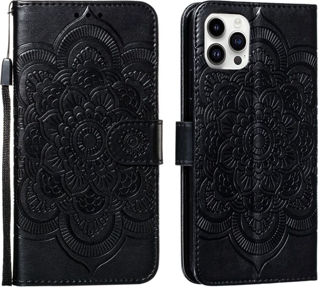 König Design Hülle kompatibel mit Kunstleder Handyhülle - Handy Case Schwarz