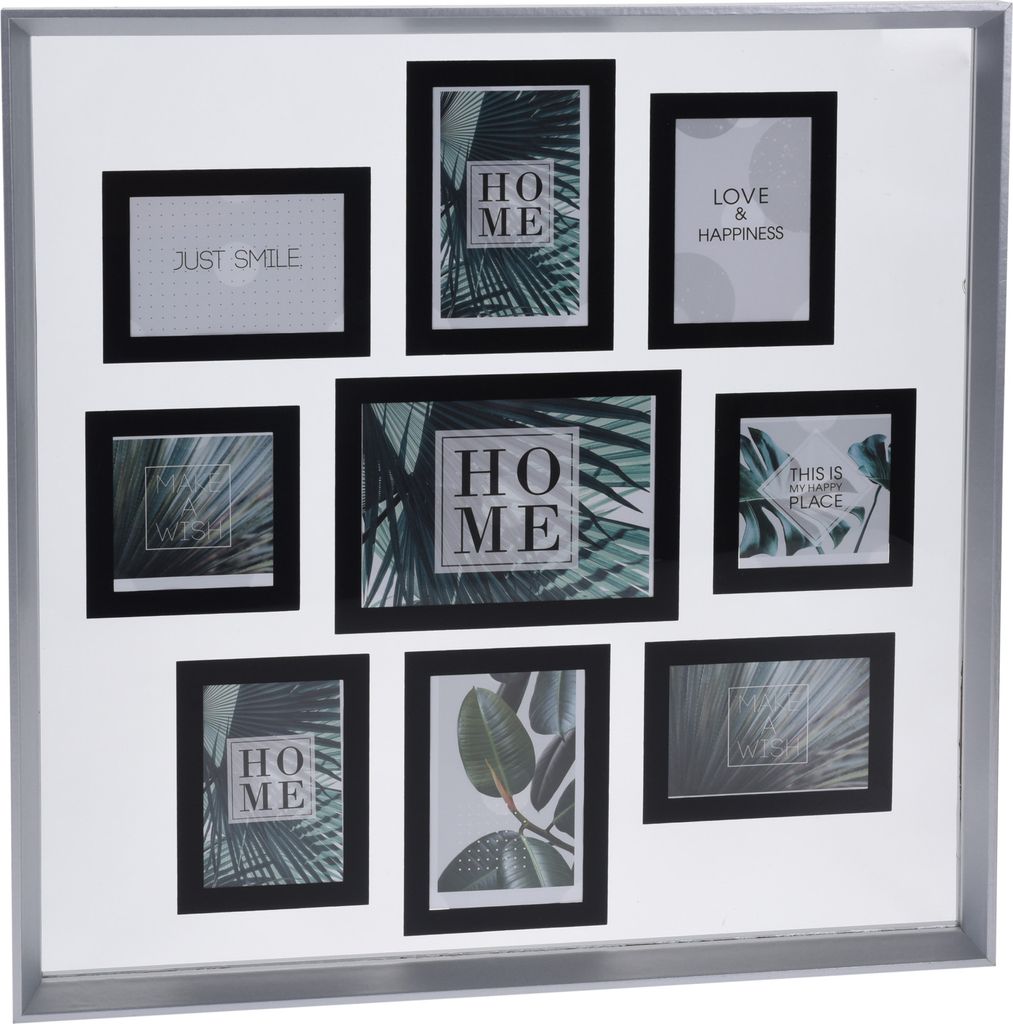 Halter für 9 Fotos Excellent Houseware, MDF, 57x57x3 cm, grau