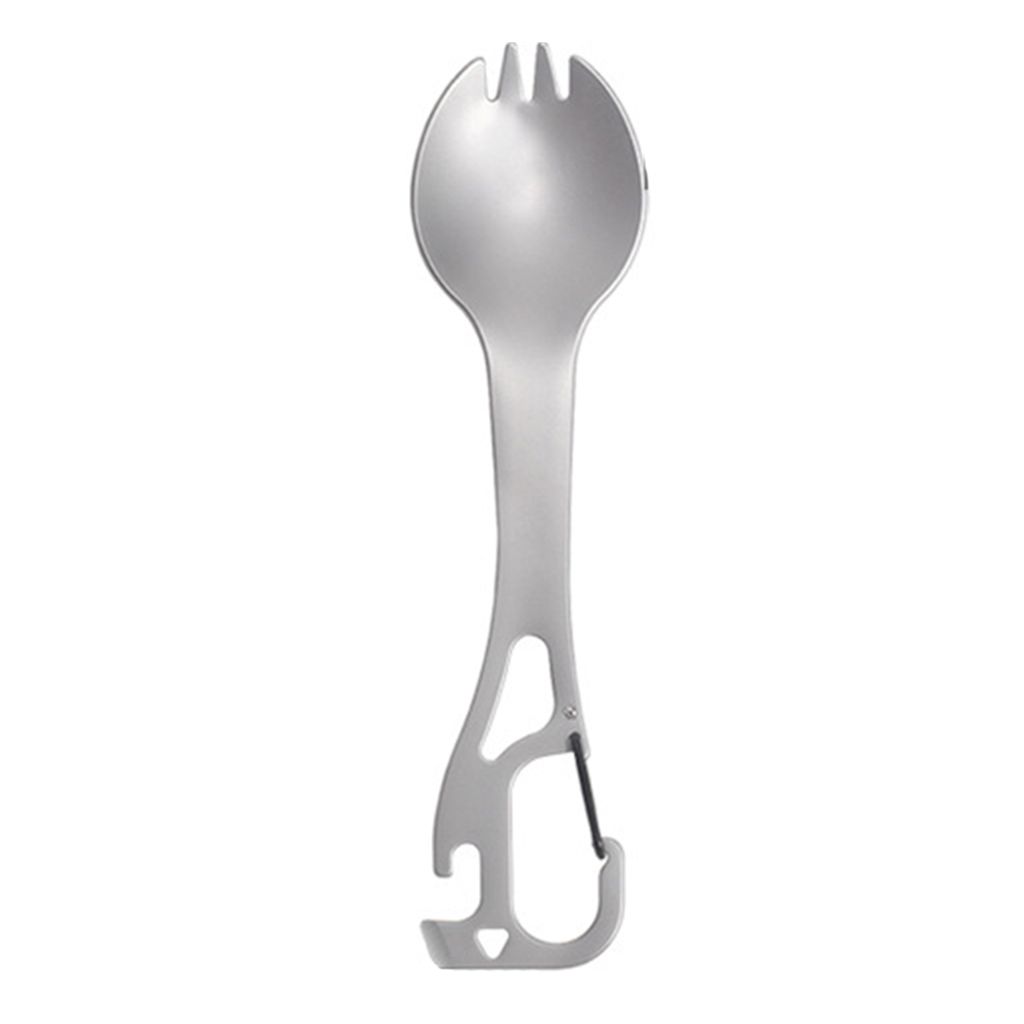 Camping-Göffel, hitzebeständig, verbrühungssicher, bequemer Griff, Edelstahl, 5-in-1-Picknick-Camping-Göffel, Outdoor-Zubehör