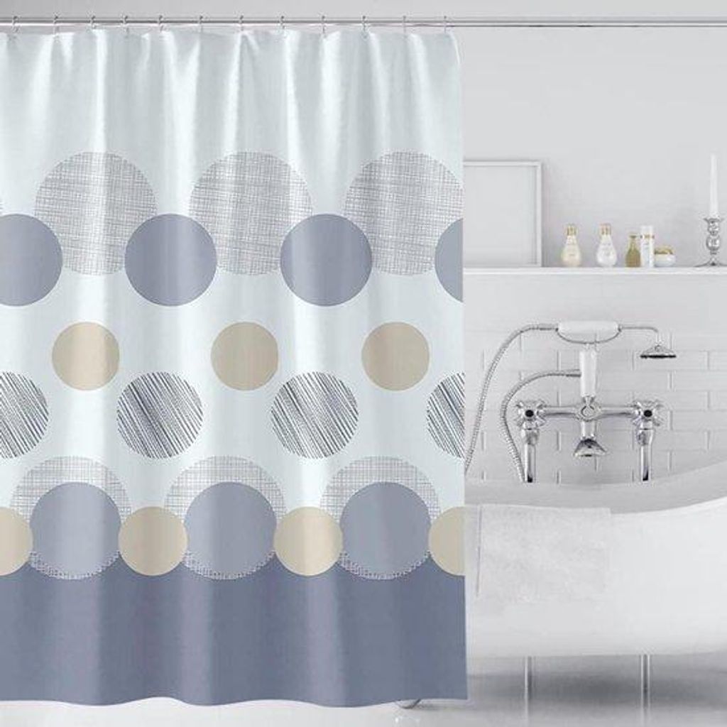 Grosses Polyester-Duschvorhang - schimmel- und schimmelfest - extra groß 300 x 200 cm - grau mit verstärkter Klappe - für Dusche und feuchte Räume