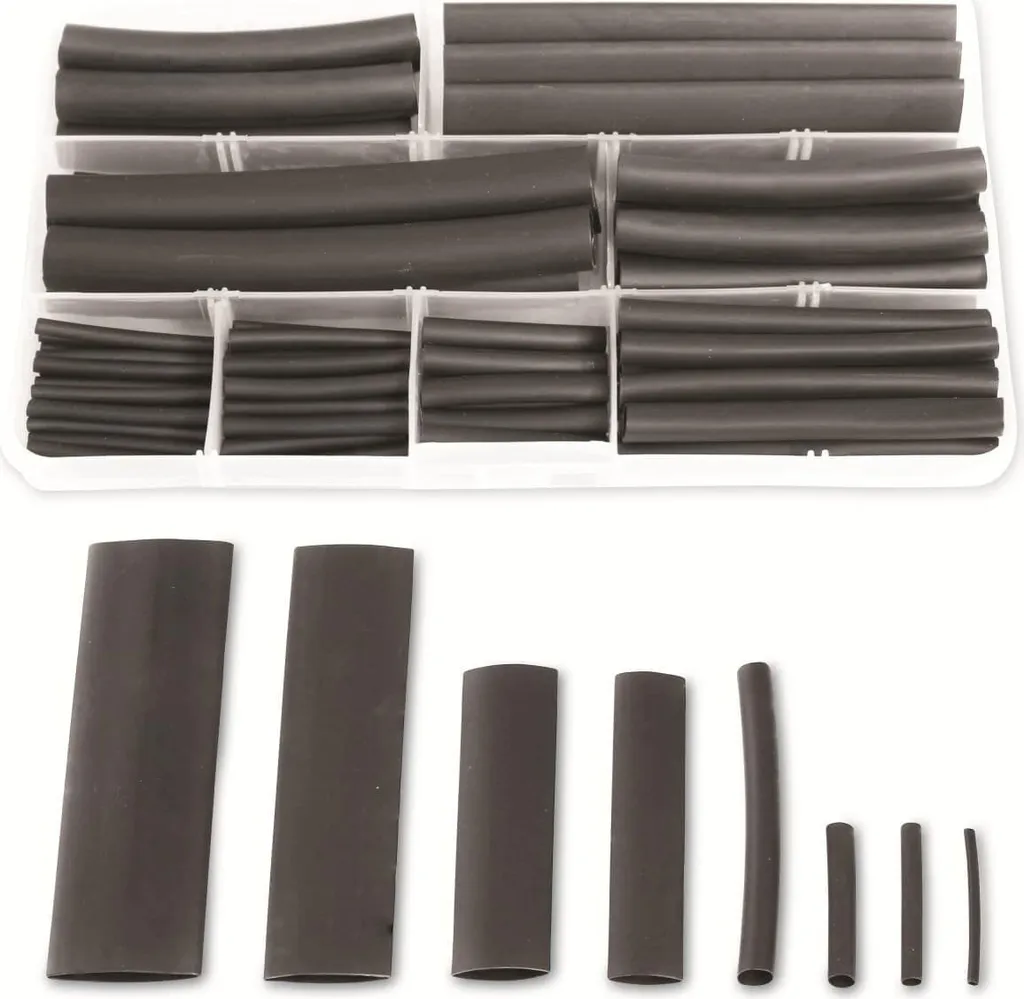 Kit 100 Tubi Termorestringenti Quadrios 22CA167 Neri 2:1 per Elettronica