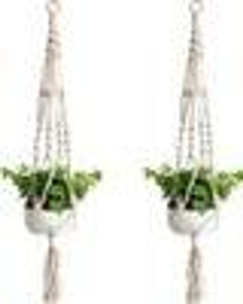 Makramee Pflanzenaufhänger aus Baumwollseil, für Innen & Außen, Decken-, Wand-, Balkon-, Garten-, Haushalt- & Büro-Deko, 2er Set, mit Edelstahl...