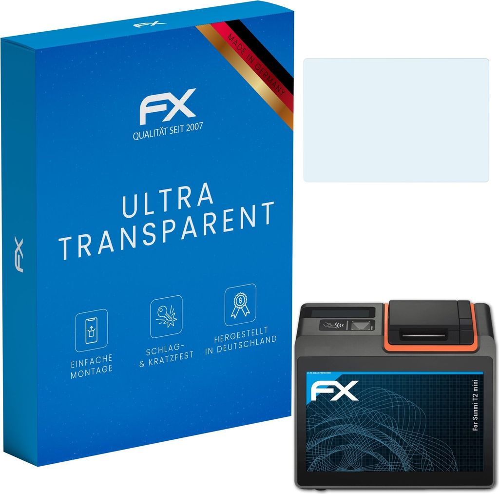 atFoliX FX-Clear 2x Schutzfolie kompatibel mit Sunmi T2 mini Displayschutzfolie