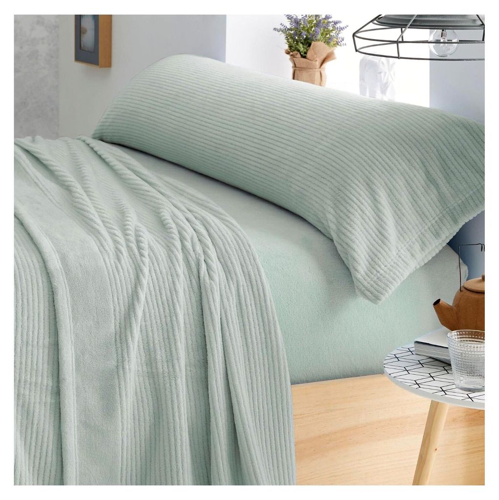 Bettwäsche aus Coralina-Stoff | Betten von 150 bis 160 cm (+ verfügbare Größen) | Design 965 | Farbe Salbei (150-160 x 190/200 cm)