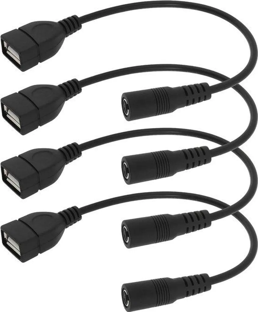 Connecteur alimentation USB A femelle vers DC 5.5 x 2.1 mm blanc 12cm