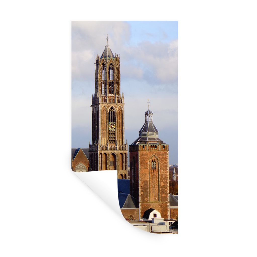 MuchoWow Wandtattoo Wandsticker Wandaufkleber Domturm - Wolken - Utrecht 60x120 cm Selbstklebend und Repositionierbar - Selbstklebend - Fototapeten