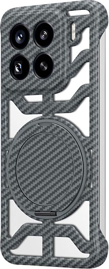 Für Xiaomi 15 Pro Carbon Design 360 Grad MagSafe Ring Schutz Handy Hülle Grau