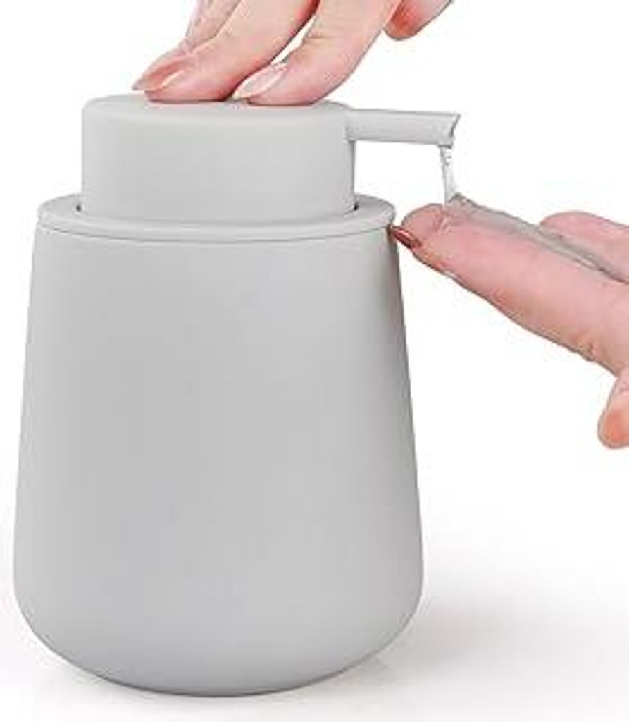 BosilunLife Seifenspender Grau, 350 ml Spülmittelspender Nachfüllbar, Großer Pumpenkopf für Leichtes Pressen, Stylisch und rutschfest, BPA-frei...