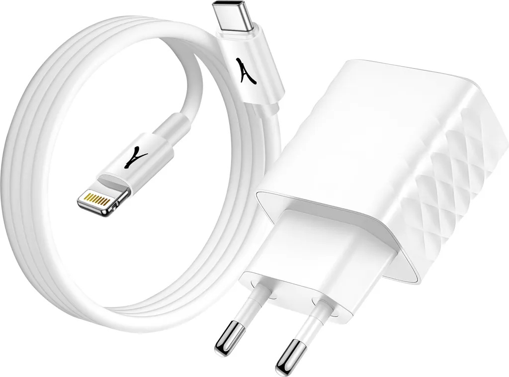 OFFERTA Kit Akashi 20W: Caricabatterie USB-C + Cavo Lightning 1m