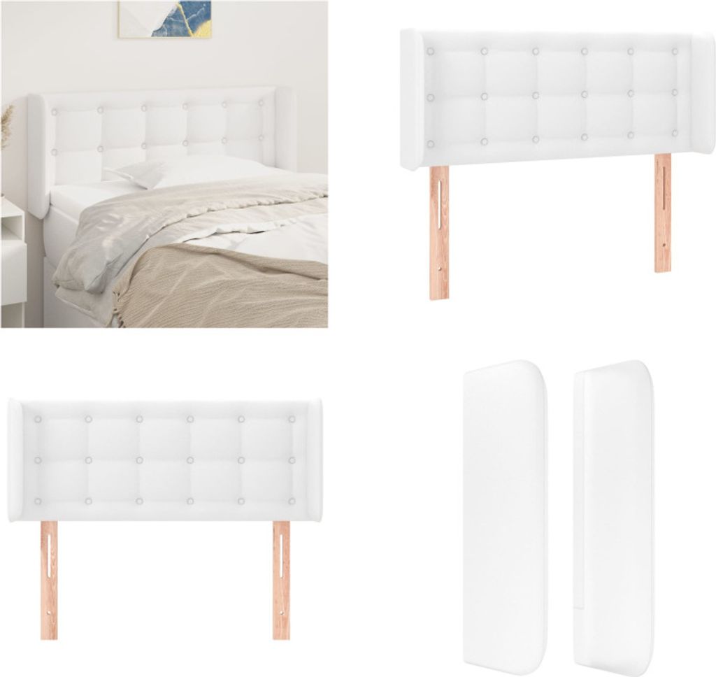 vidaXL Kopfteil mit Ohren Weiß 103x16x78/88 cm Kunstleder - Kopfteil - Kopfteile - Bett-Kopfteil - Bettkopfteil