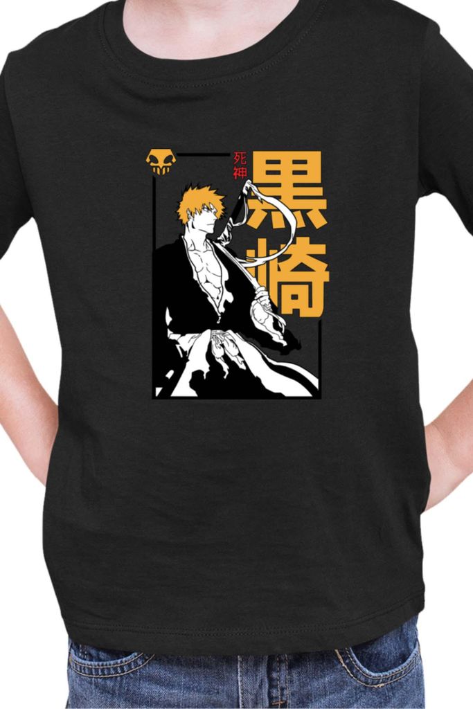 Kinder T-Shirt Manga Japan Anime Comics Animation Bleach 005, 7-8 Jahr - 128 / Schwarz