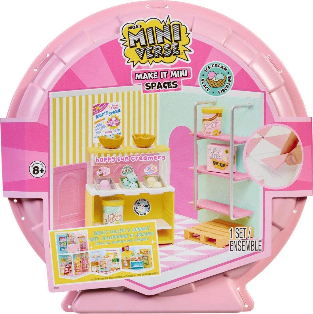 MGA's Miniverse Make It Mini Spaces Ice Cream Shop - Inklusive 1 Packung, BAU-Set, DIY, Bastelei, Für Sammler & Kinder ab 8 Jahren, Nicht ESSBAR