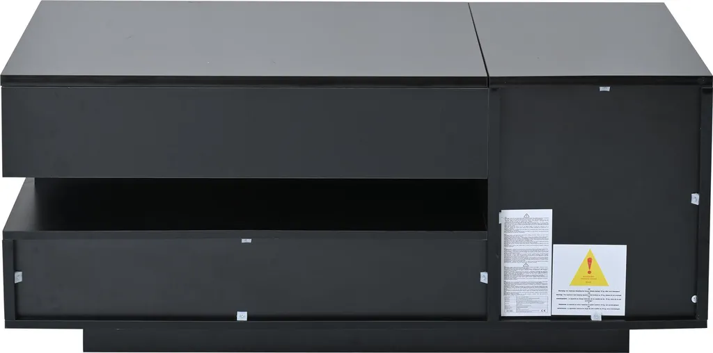 Table Basse Haute Brillance Relevable avec LED et Coffre de Rangement - 19